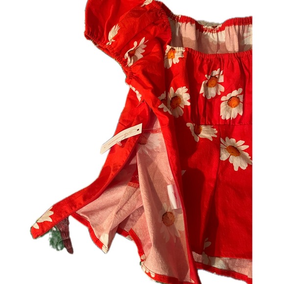 Lisa Says Gah Red Daisy Floral Cotton Peplum Crop Top 2XL NWT - Picture 6 of 8